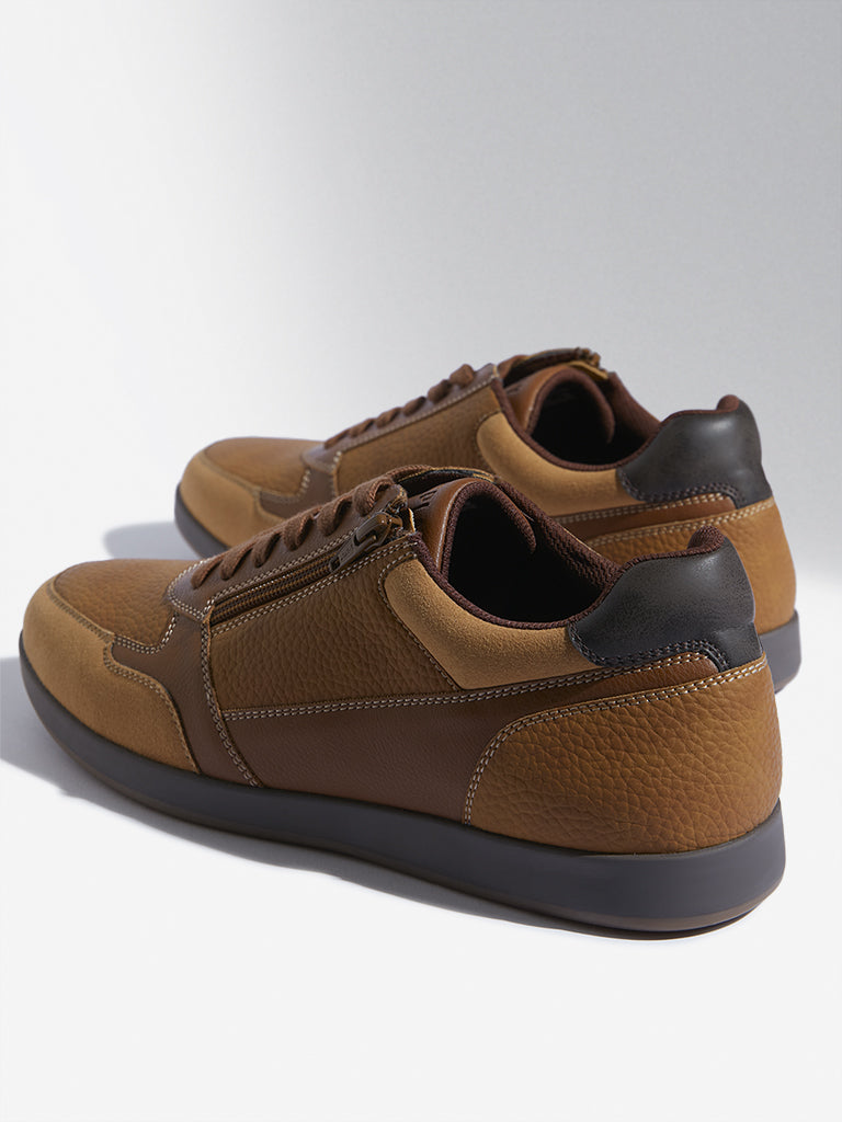 SOLEPLAY Tan Leather Lace-Up Sneakers