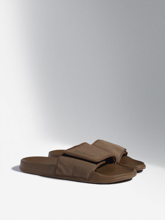 SOLEPLAY Taupe Mesh Detailed Slides