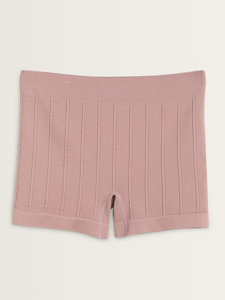 Superstar Dusty Pink Ribbed Mid-Rise Shorts Brief