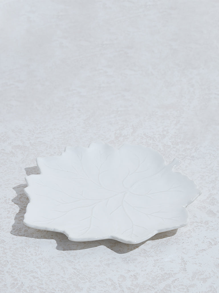 Buy Westside Home White Leaf Large Serving Platter from Westside