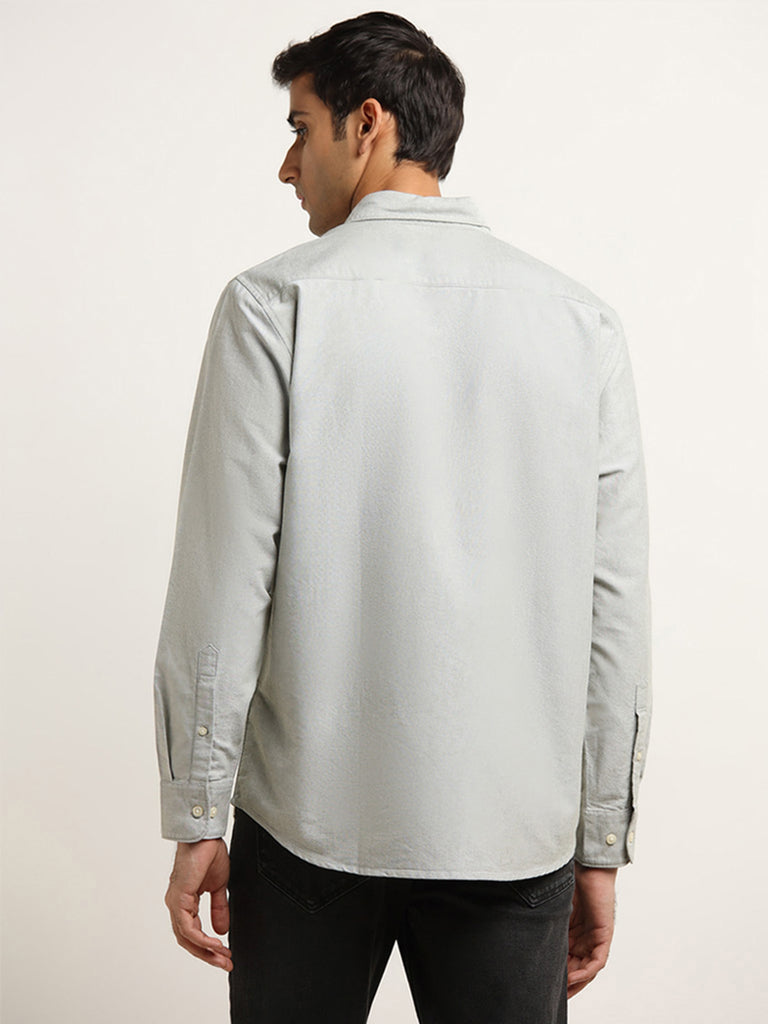 WES Casuals Light Sage Solid Relaxed Fit Shirt