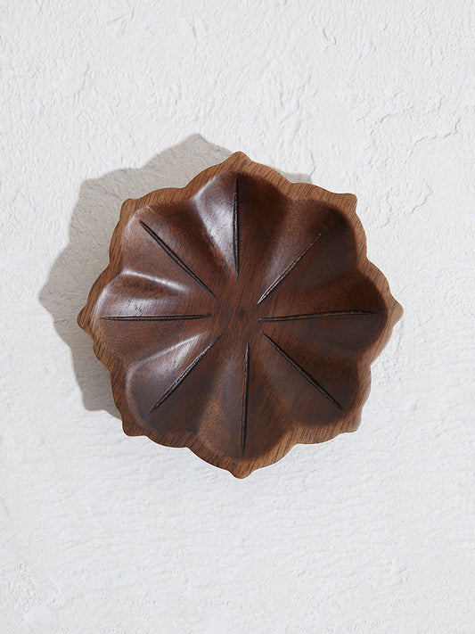 Westside Home Dark Brown Lotus Decorative Platter