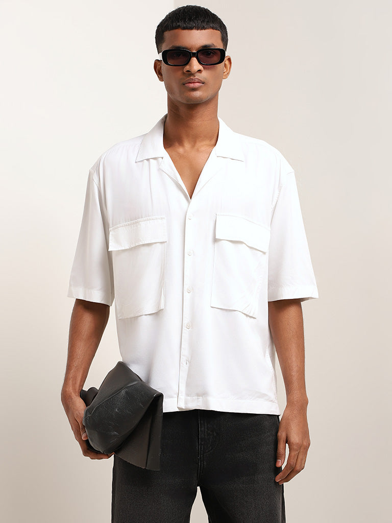 Nuon White Loose-Fit Cotton Shirt