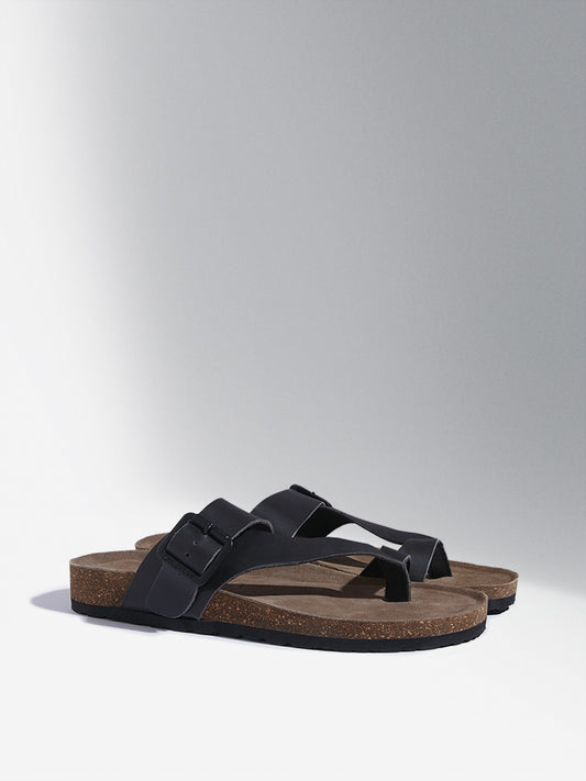 SOLEPLAY Black Buckle-Strap Leather Sandals