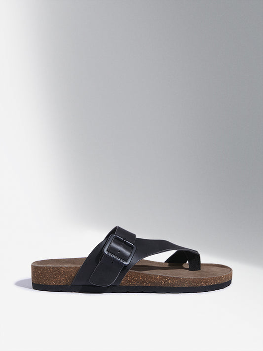 SOLEPLAY Black Buckle-Strap Leather Sandals