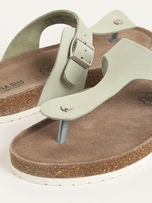 LUNA BLU Green T-Bar Comfort Sandals