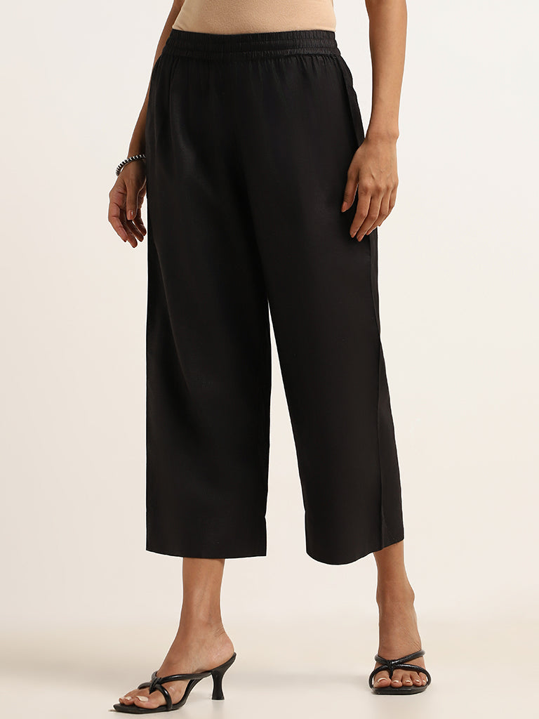 Wide Leg Ankle Length Pants For Boys Zuba Black Cropped Wide-Leg Pants