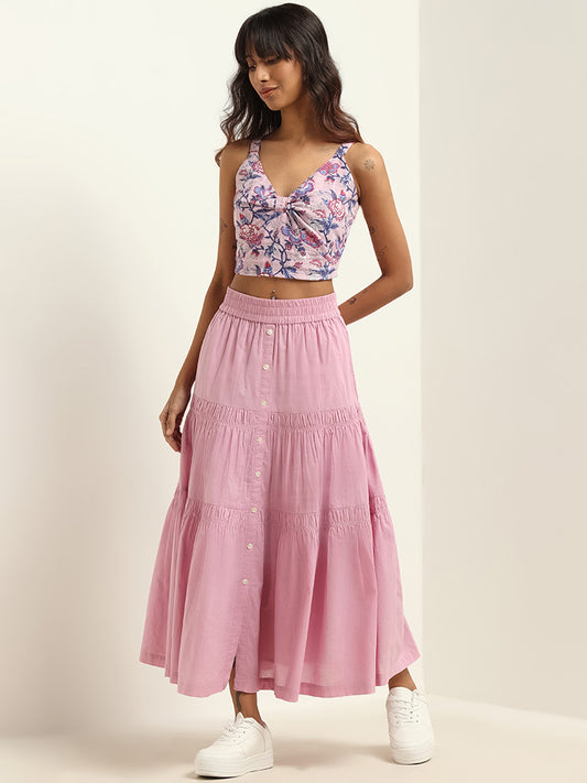 Bombay Paisley Lilac Cotton Maxi Skirt