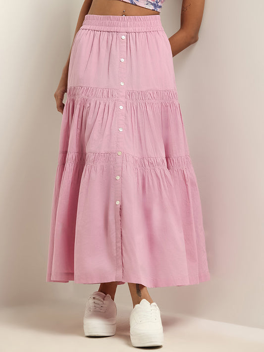 Bombay Paisley Lilac Cotton Maxi Skirt