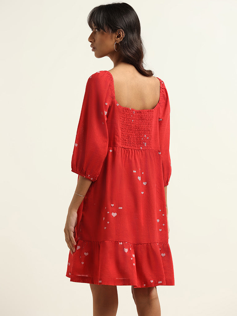 Bombay Paisley Red Cotton A-Line Dress