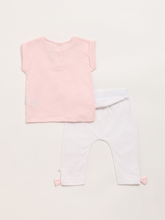 HOP Baby Pink T-Shirt with Pants Set
