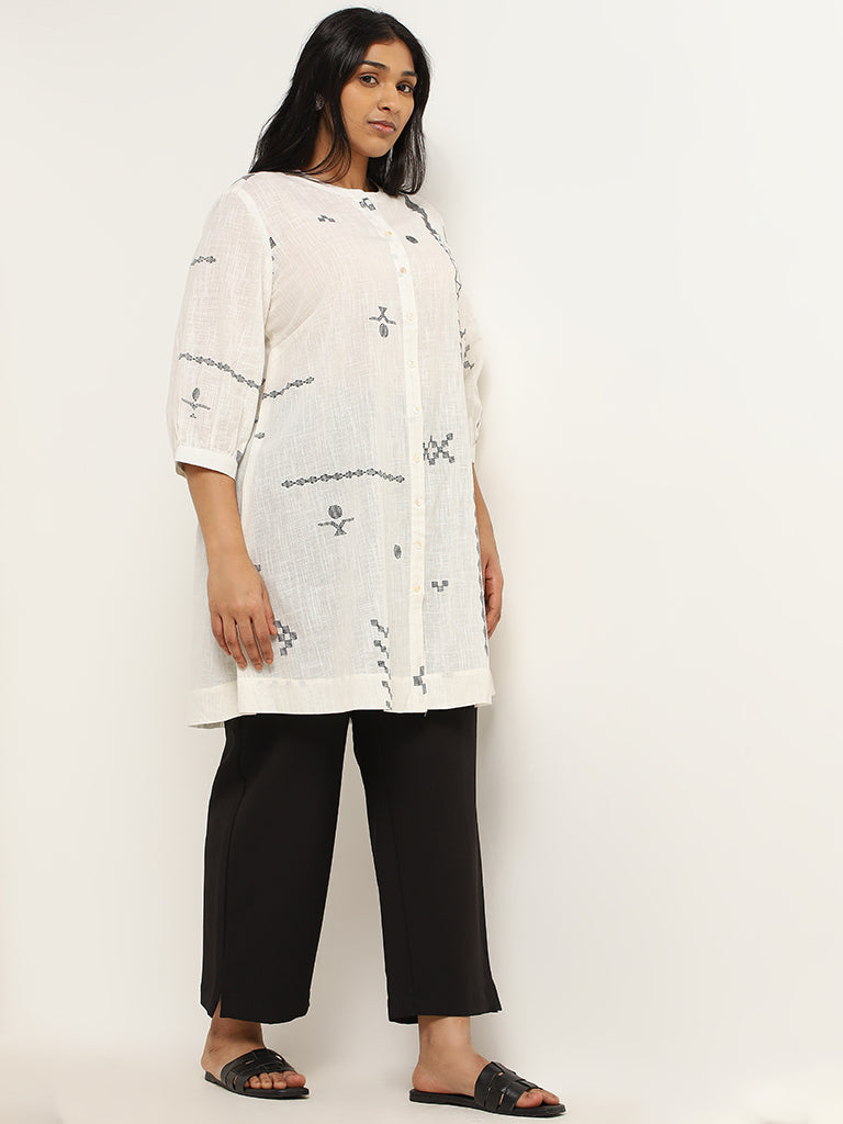 Buy Diza Off White Printed Button Down Kurti from Westside