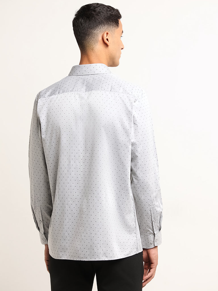 WES Formals Grey Printed Slim Fit Shirt