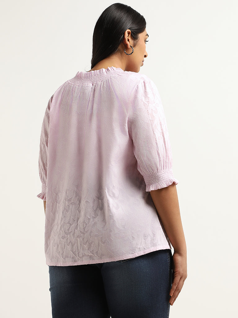 Gia Pink Self-Patterned Cotton Top
