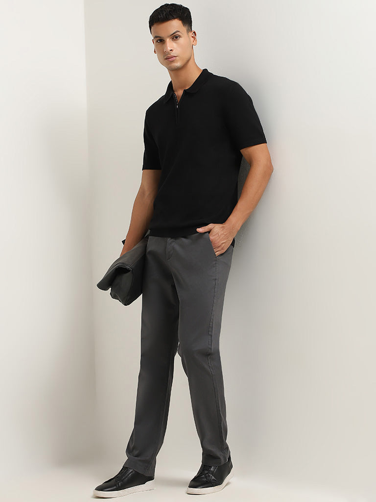 Ascot Charcoal Relaxed Fit Mid Rise Chinos