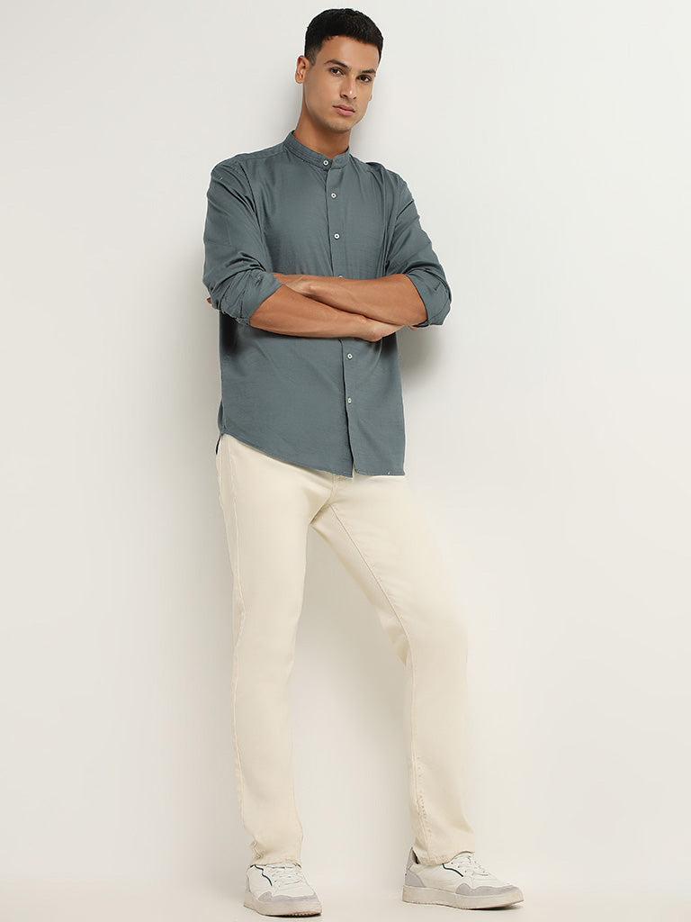Ascot Dark Sage Relaxed Fit Solid Shirt