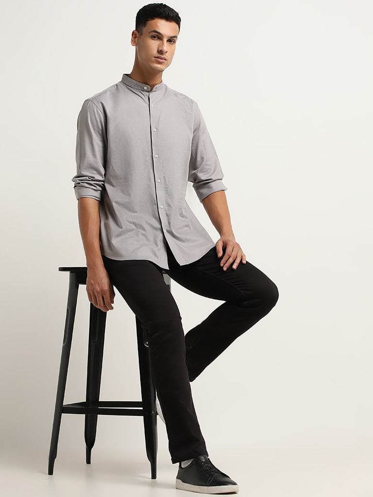 Ascot Grey Relaxed Fit Solid Shirt