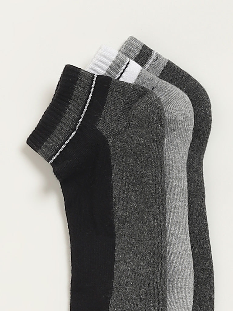 WES Lounge Grey Printed Trainer Socks - Pack of 3