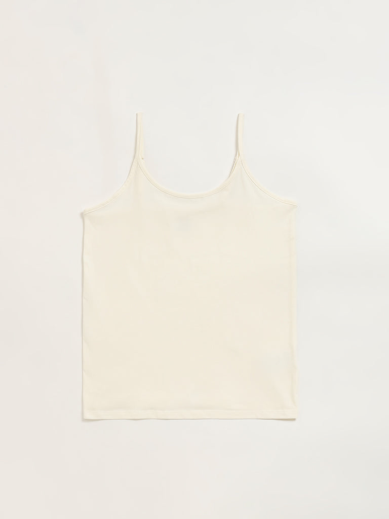 Wunderlove Off-White Cotton-Blend Camisoles - Pack of 2