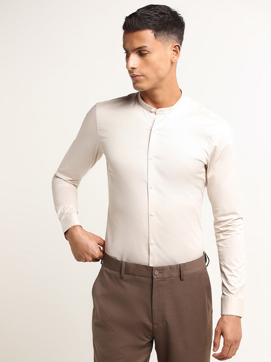 WES Formals Beige Ultra Slim Fit Shirt