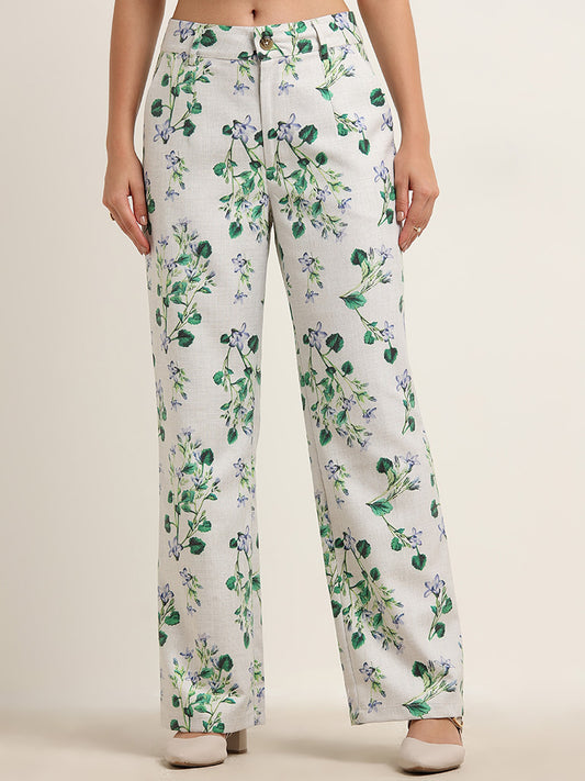 Wardrobe Multicolour Floral Design Mid-Rise Trousers