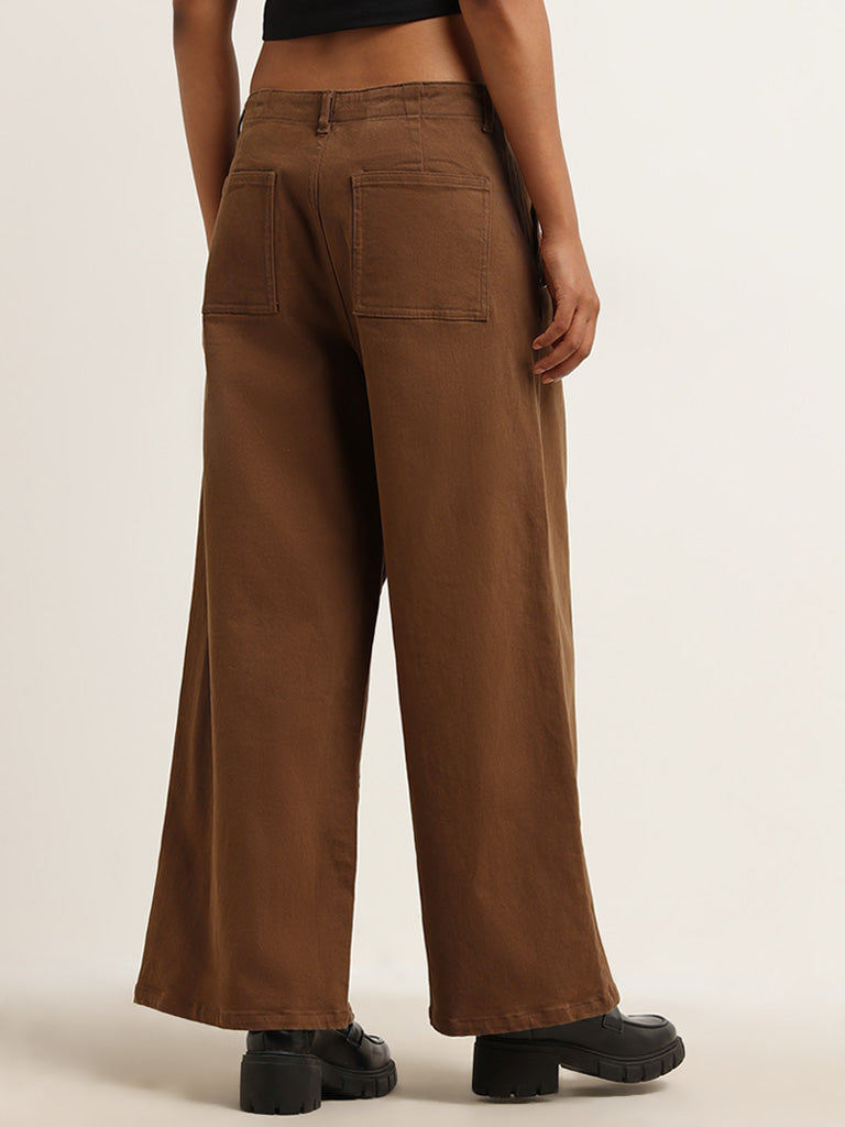 LOV Brown Mid Rise Relaxed Fit Jeans