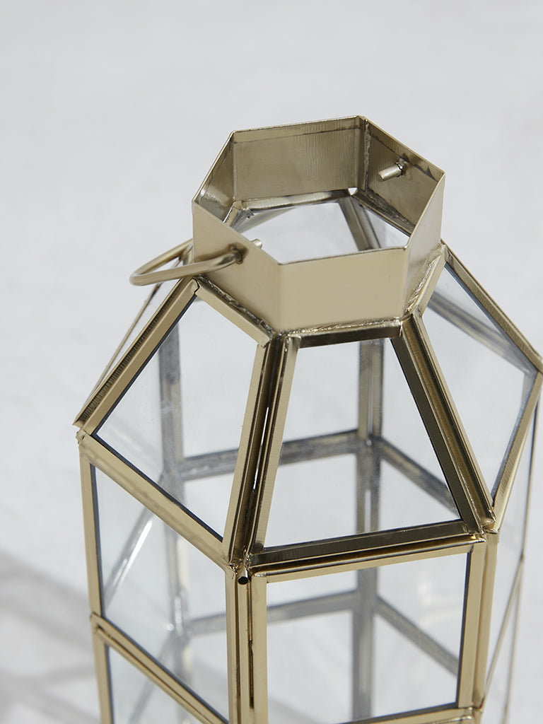 Westside Home Gold Hexagon Lantern- Large