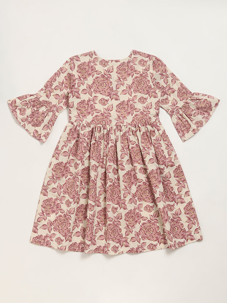 Utsa Kids Lilac Floral Print A-Line Dress (8 -14yrs)
