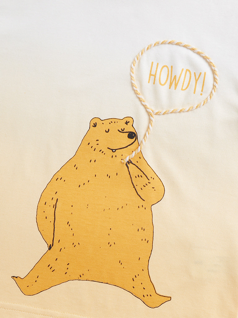 Westside HOP Kids Yellow Animal Print Cotton T-Shirt for Casual Wear Zoomed View