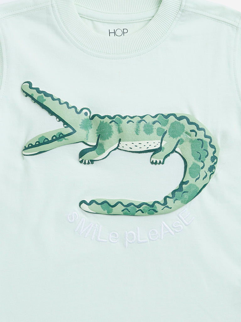 Westside HOP Kids Mint Animal Graphic Cotton T-Shirt for Casual Wear Zoomed View