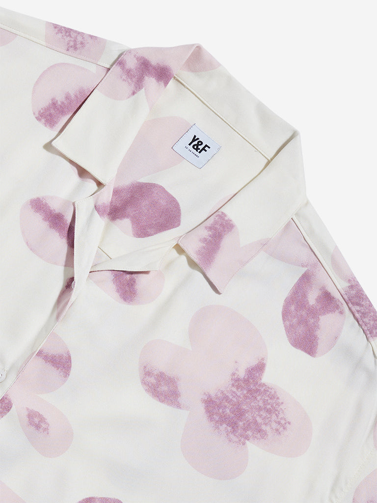 Westside Y&F Girl's Pink Printed Design Cotton Shirt for Casual Wear Zoomed View