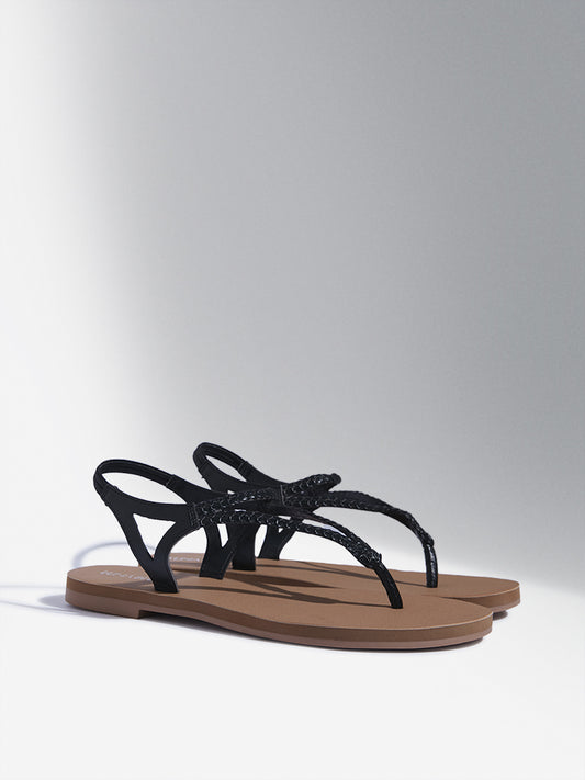 LUNA BLU Black Slingback Sandals