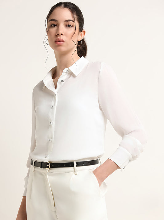 Wardrobe Solid White Shirt