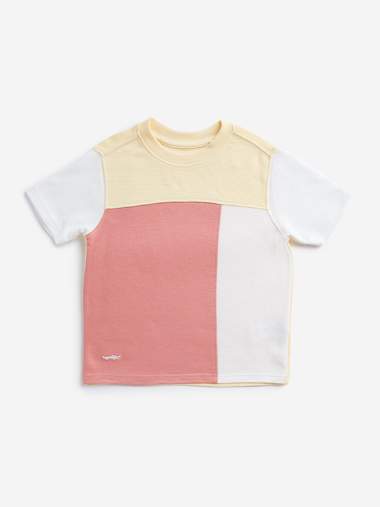 HOP Kids Multicolour Colour blocked Cotton T-Shirt