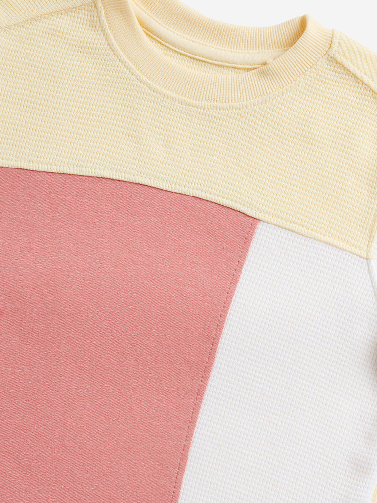 HOP Kids Multicolour Colour blocked Cotton T-Shirt