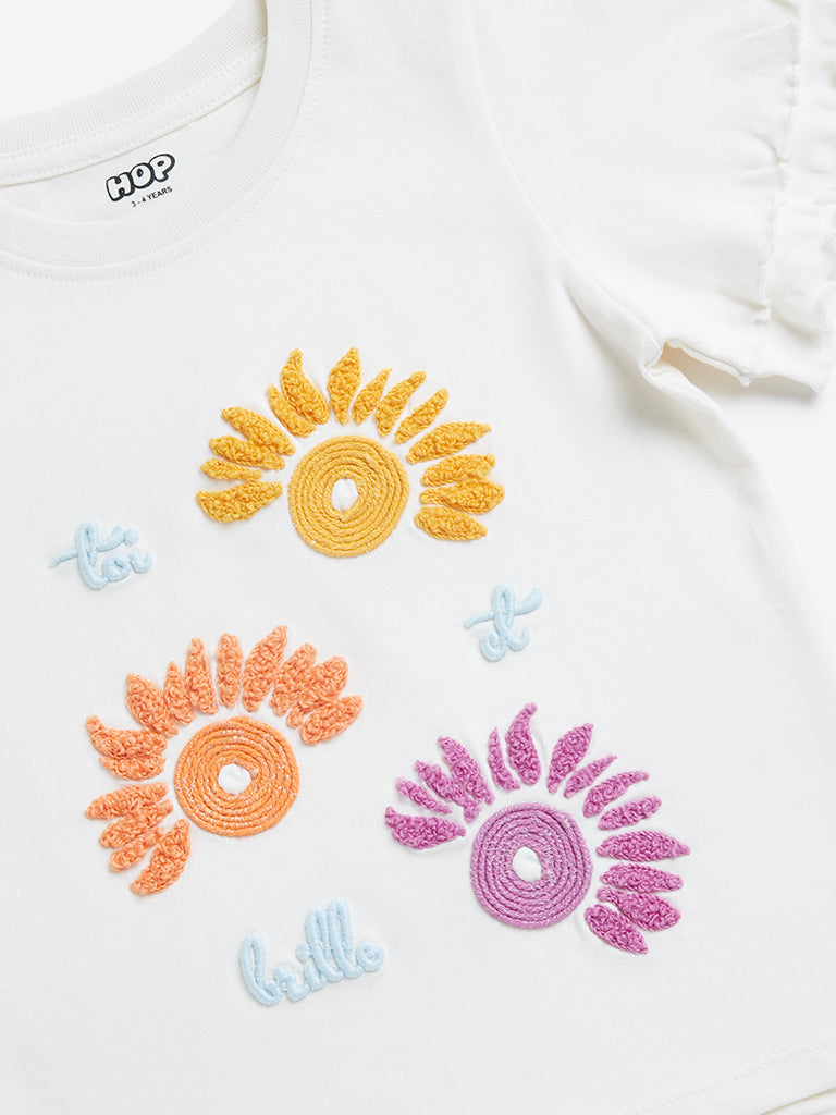 Westside HOP Kids White Text Design Cotton T-Shirt for Casual Wear Zoomed View