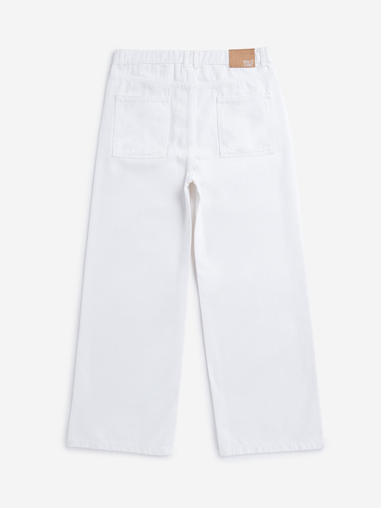 Y&F Kids White Straight Mid-Rise Jeans