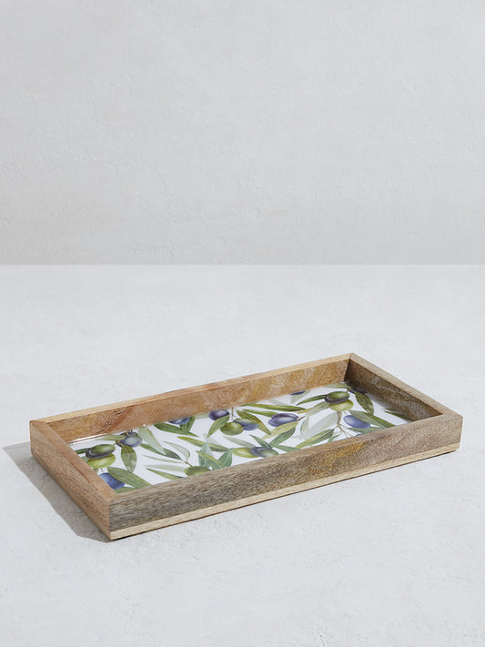 Westside Home Olive Printed Rectangular Tray- Small