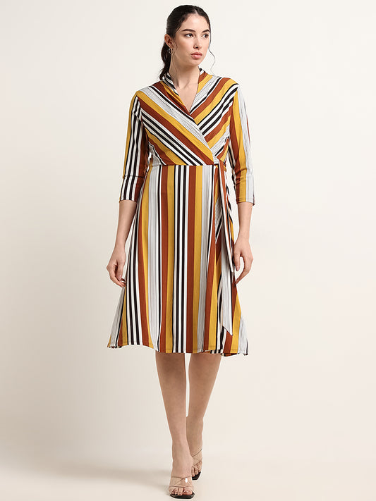 Wardrobe Multicolour Striped A-Line Dress