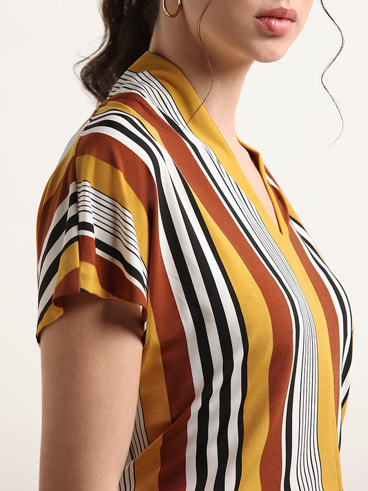 Wardrobe Multicolour V-Neck Striped Top