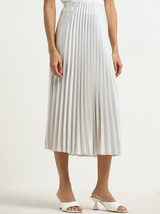 Wardrobe Grey Accordian Pleated High-Rise Skirt