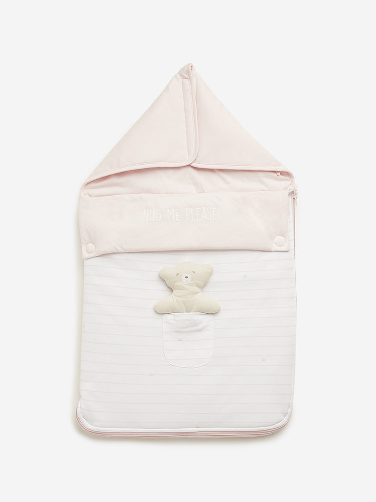 HOP Baby Pink Bear Striped Sleeping Bag