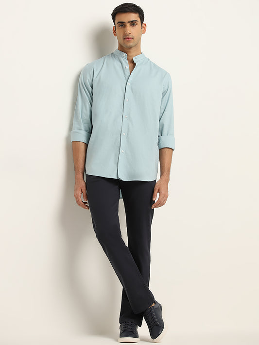Ascot Light Blue Solid Relaxed Fit Shirt
