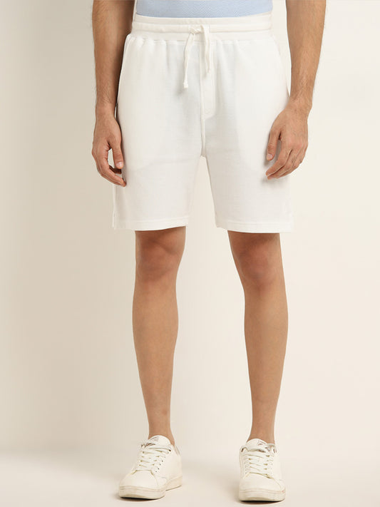 WES Lounge White Mid-Rise Relaxed Fit Shorts