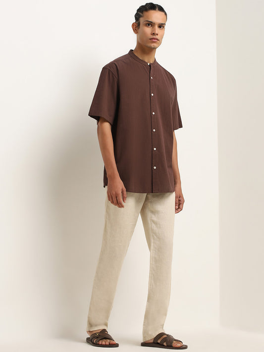 ETA Dark Brown Slim-Fit Cotton Shirt