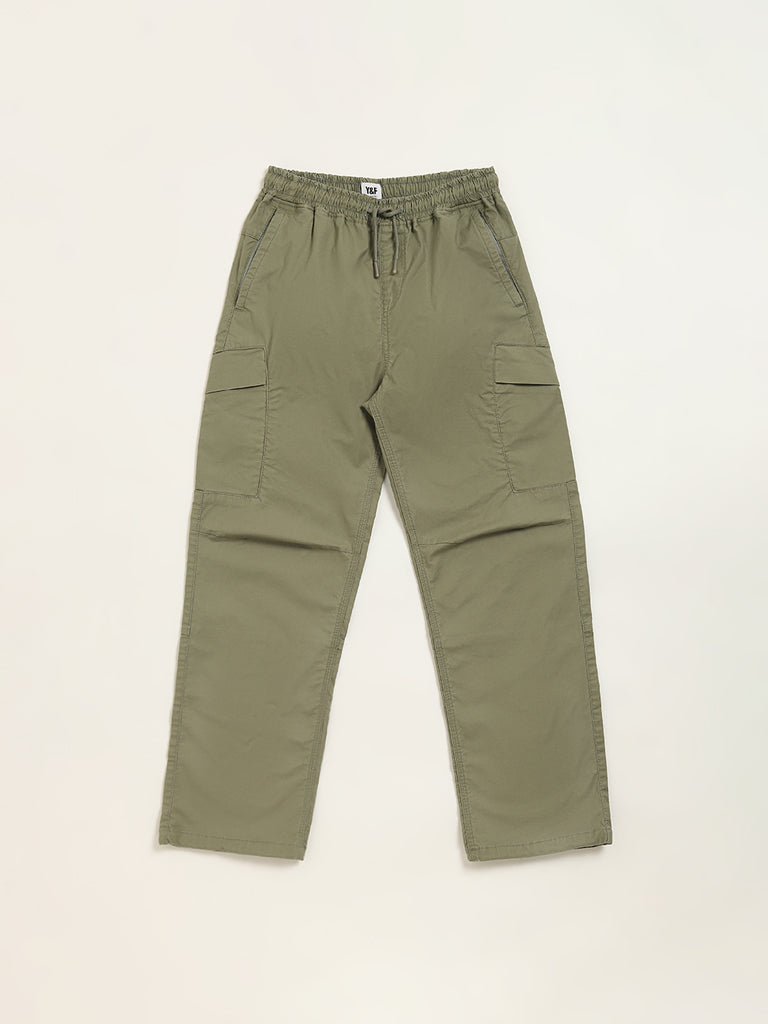 Y&F Kids Olive Mid-Rise Trousers