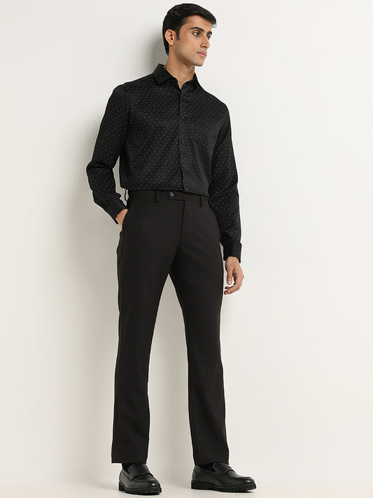 WES Formals Black Printed Relaxed-Fit Shirt