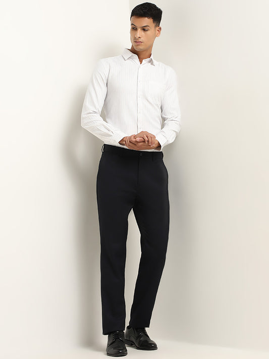 WES Formals White Stripe Patterned Slim Fit Shirt