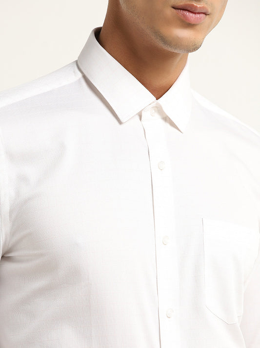 WES Formals White Checks Patterned Slim Fit Shirt