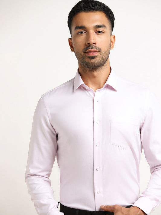 WES Formals Light Pink Slim Fit Shirt